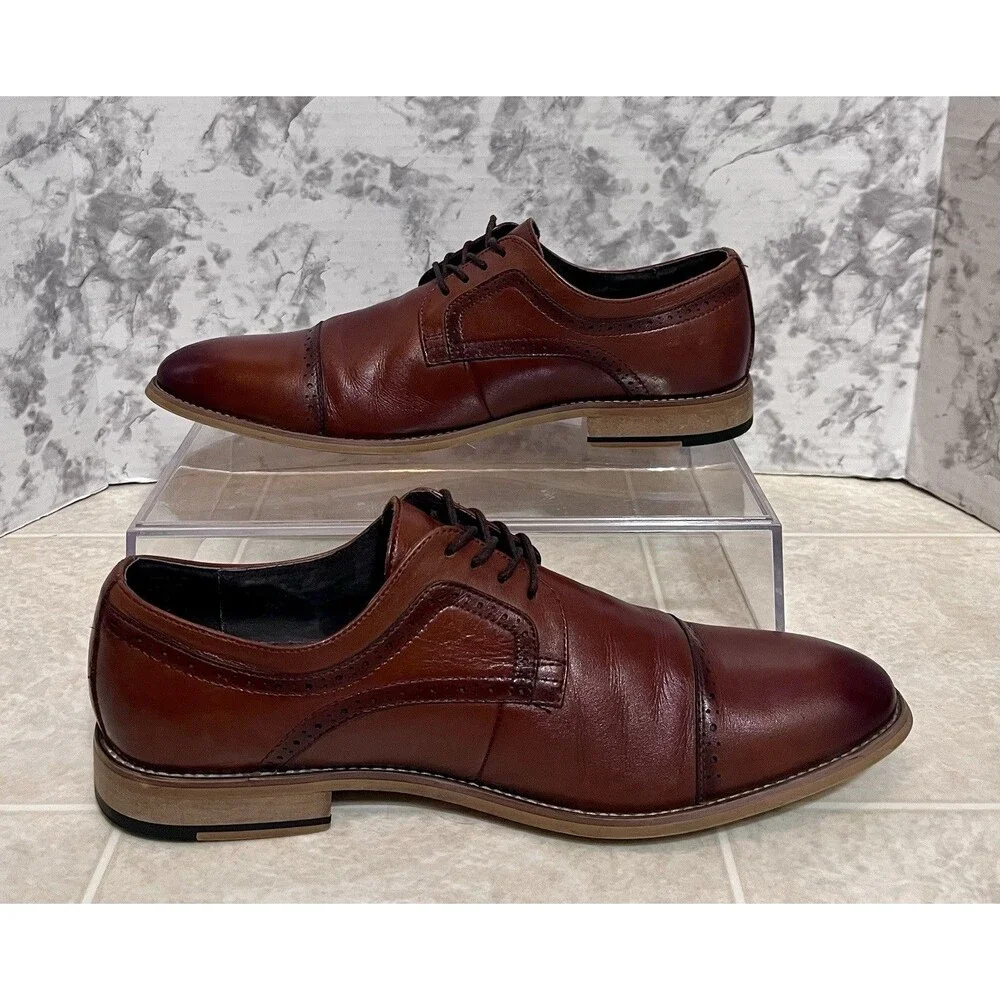 Stacy Adams Dickinson Oxford Dress Shoes Mens 11 Cognac Brown Prom Wedding Corp